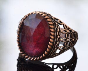 Gerçek Doğal Granat Taşı Yüzük, Sterling Gümüş Erkek Yüzüğü - Görsel 3