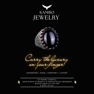 925K Katı Gümüş Erkek Yüzük Doğal Taşlarla - El Yapımı Şıklık (Oniks Taşı) - Görsel 5