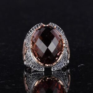 925 Ayar Gümüş İslami Erkek Yüzük, Sultanit Taşlı Yüzük - Görsel 5