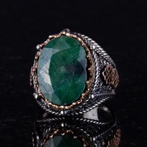 925 Ayar Katı Gümüş Yüzük, Gerçek Doğal Taş Yüzük (Zümrüt) - Görsel 5