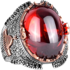 Gümüş Camii Yüzük, Cabochon Garnet Yapay Taş Yüzük, 925 Ayar Gümüş Yüzük Erkekler İçin, Çeşitli & Farklı Koleksiyon - Görsel 1