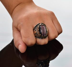 Gerçek Doğal Kedi Gözü Ametist Taşlı, Osmanlı Yüzüğü, Erkek Yüzüğü, Gümüş Yüzük - Görsel 7