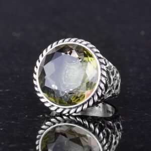 925 Ayar Gümüş Erkek Yüzük - El Yapımı Sentetik Sitrin Taş Yüzük - Modern Tasarım - Görsel 5