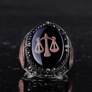 925 Ayar Gümüş El Yapımı Erkek Yüzük - Davut Yıldızı Yüzüğü (Terazi) - Görsel 4