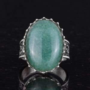 Gerçek Doğal Taş Yüzük - 925 Ayar Gümüş Büyük Yüzük - El Yapımı Yüzük (Aventurin) - Görsel 4