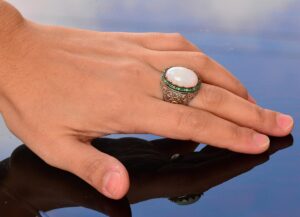 Gerçek Doğal Avustralya Opal Taş Yüzük, 7.55 Karat, Erkekler için Kral Yüzük, 925 Ayar Katı Gümüş Yüzük - Görsel 6