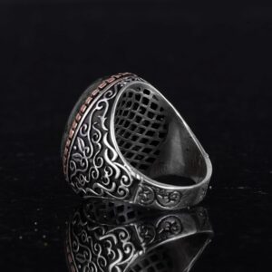 Gerçek Doğal Yeşim Taşı Yüzük, El Yapımı 925K Sert Gümüş Erkek Yüzüğü, Büyük Yüzük, Sanatsal Tasarım - Görsel 6