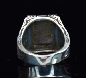 925 Ayar Gümüş Erkek Yüzük, Doğal Labradorit Taşı - Görsel 5