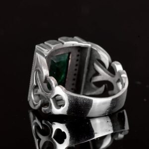 Gerçek Zümrüt Taşlı Yüzük, Sterlin Gümüş Yüzük, Erkekler için Doğum Taşı Yüzüğü - Görsel 7