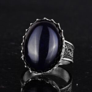 925 Ayar Gümüş Yüzük - Büyük Yüzük - Taş Yüzük - El Yapımı Yüzük (Yapay oniks) - Görsel 6