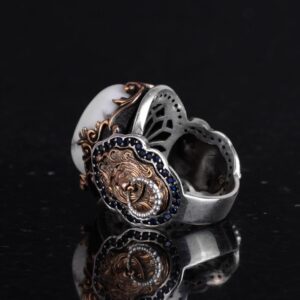 Aslan Yüzük Erkekler için, El Yapımı Howlite Taş Yüzük - Sakinleştirici 925K Katı Gümüş Erkek Yüzük - Farkındalık ve Sükunet Tasarımı - Görsel 7