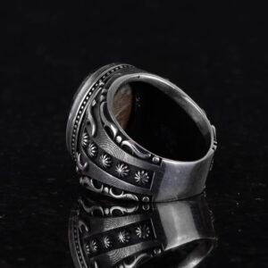 Doğal Yeşil Göz Taşı Yüzük, 925 Ayar Sert Gümüş Erkek Yüzüğü, Doğal Tasarım Gümüş Erkek Yüzüğü - Görsel 7