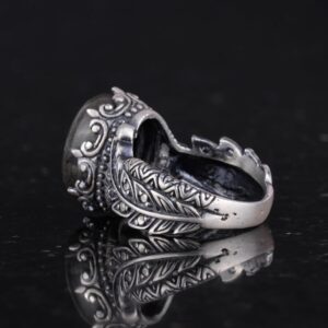 Gerçek Doğal Pirit Taşı ile Vintage Bohem Tasarımlı Gümüş Kadın Yüzüğü - Görsel 7