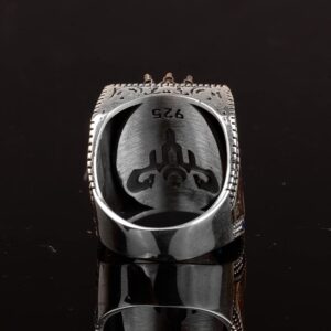 Gerçek Doğal Mavi Druzy Kuvars Taşı Erkek Yüzük, Erkekler İçin Doğum Taşı Yüzüğü, 925 Ayar Gümüş Yüzük - Görsel 5