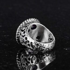 925 Ayar Gümüş Erkek Yüzük - El Yapımı Amethyst Yapay Taş Yüzük - Modern Tasarım - Görsel 4