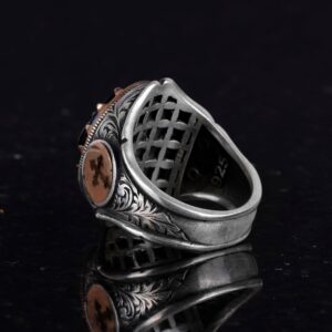 Kutsal Aile Gümüş Yüzük, İsa Meryem Yusuf, Erkekler için Haç Desenli Bant, 925 Ayar Gümüş Yüzük - Görsel 6