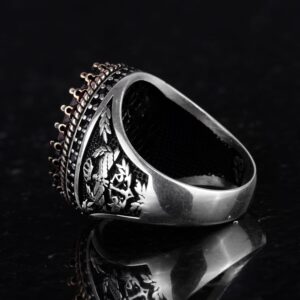 Gerçek Doğal Taş Yüzük - El Yapımı Kartal Yüzüğü - 925 Ayar Gümüş Yüzük (Yakut) - Görsel 7