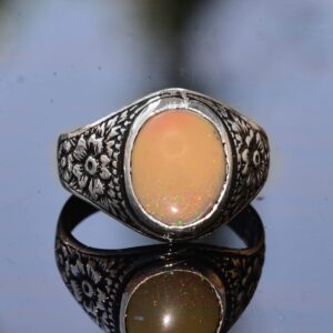 Gerçek Doğal Opal Taşı Yüzük, Erkekler İçin Gümüş Yüzük, El Yapımı Yüzük, 925 Ayar Gümüş Erkek Yüzüğü - Görsel 5