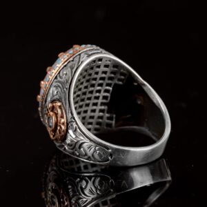 Erkek El Yapımı Gerçek Doğal Arizona Turkuaz Taş Yüzük, 925 Ayar Gümüş Yüzük, Sultan Yüzük - Görsel 6