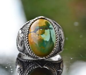 Doğal Arizona Turkuaz Taş Yüzük - 925 Ayar Gümüş Erkek Kartal Yüzük - Günlük Kullanım ve Özel Günler İçin İdeal (Stil-3) - Görsel 3