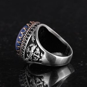 Gerçek Doğal Taş Yüzük - El Yapımı Şahin Yüzük - 925 Ayar Gümüş Yüzük (Kalsedon) - Görsel 7