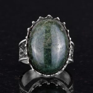Gerçek Doğal Taş Yüzük - 925 Ayar Gümüş Büyük Yüzük - El Yapımı Yüzük (Zümrüt) - Görsel 4