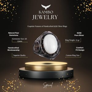 925K Katı Gümüş Erkek Yüzük, Doğal Sedef Taşla - El Yapımı Şıklık - Görsel 2