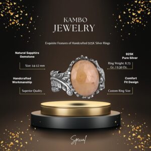 Gerçek Doğal Taş Yüzük - El Yapımı 925 Ayar Gümüş Takı (Sarı Safir) - Görsel 2