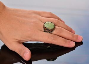 Gerçek Doğal Arizona Turkuaz Taşı Yüzük, 10.00 Karat Doğum Taşı Yüzüğü erkekler için, 925 Ayar Gümüş - Görsel 6