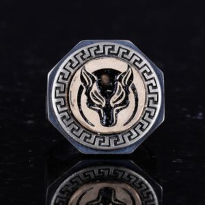 925 Ayar Gümüş Yüzük - Yunan Anahtarı Tasarımı Erkek Yüzüğü - El Yapımı Yüzük (Kurt) - Görsel 4