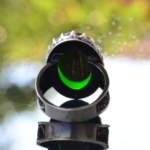 El Yapımı Yeşil Taş Yüzük, 925 Ayar Gümüş İslami Erkek Yüzüğü - Görsel 8