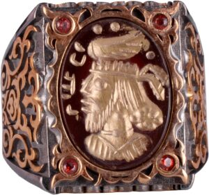 Gerçek Doğal Akik Taşı Yüzük - Kafatası Savaşçı Gümüş Yüzük - 925 Ayar Gümüş Erkek Yüzük