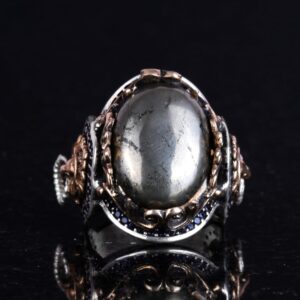 El Yapımı Pirit Taşlı Yüzük, El Yapımı Aslan Başı Erkek Yüzüğü - 925 Ayar Katı Gümüş Erkek Yüzüğü - Refah Manifestasyonu Tasarımı - Görsel 4