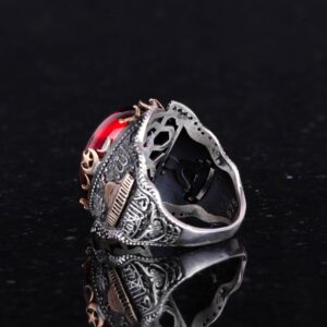 Gümüş Camii Yüzük, Cabochon Garnet Yapay Taş Yüzük, 925 Ayar Gümüş Yüzük Erkekler İçin, Çeşitli & Farklı Koleksiyon - Görsel 5