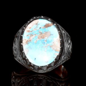 Doğal Arizona Turkuaz Taşı, Sterlin Gümüş Erkek Yüzük - Görsel 5