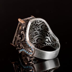 Gerçek Doğal Kristal Taş Yüzük, 925 Ayar Gümüş Erkek Yüzük - Görsel 6