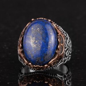 Gerçek Doğal Taş El Yapımı Yüzük - 925 Ayar Gümüş El Yapımı Yüzük - Zarif Yüzük (Lapis Lazuli) - Görsel 6