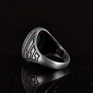 Gerçek Doğal Arizona Turkuaz Taş Yüzük, 925 Ayar Gümüş Yüzük Erkekler İçin - Görsel 6