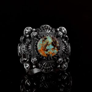 925 Ayar Gümüş Erkekler için 3D Camii Yüzük, Doğal Arizona Turkuaz Taşı ile - Cesur ve Spiritüel Tasarım, Günlük Kullanım ve Özel Günler için İdeal - Görsel 2