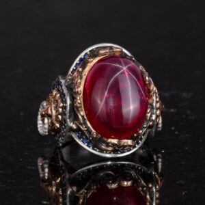 Doğal Yıldız Yakutu Taşlı Yüzük - 925 Ayar Sert Gümüş Yüzük Erkekler İçin, Farklı Yüzük - Görsel 6