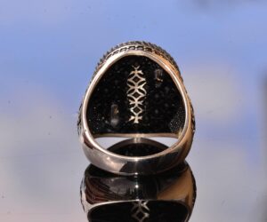 925 Ayar Gümüş Kral Taç Yüzük - Doğal Oniks Taşı - Erkekler için Görkemli Takı - Görsel 5