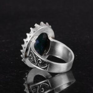 Gerçek Doğal Taş Yüzük - 925 Ayar Gümüş Büyük Yüzük - El Yapımı Yüzük (Süsen Taşı) - Görsel 7