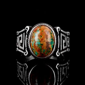 Gerçek Doğal Arizona Turkuaz Taşı Yüzük, 925 Ayar Gümüş Erkek Yüzük (Model-2) - Görsel 2