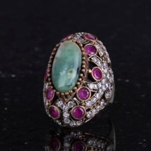 925 Ayar Katı Gümüş Yüzük - Gerçek Doğal Zümrüt Taşlı Yüzük Erkekler İçin - Sultan Yüzüğü - Görsel 6