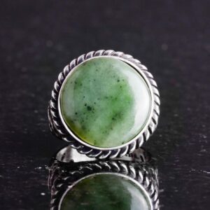 Gerçek Doğal Taş Yüzük - 925 Ayar Sert Gümüş Erkek Yüzüğü ile Yeşim - Görsel 3