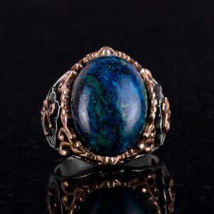 Denizci Çapa Gümüş Yüzük, Doğal Taş Yüzükler için Erkekler, 925 Ayar Gümüş Yüzük, (Yeşil Kan Taşı) - Görsel 4