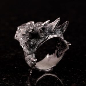 Ejderha Başlı Yüzük, Gümüş Ejderha Yüzüğü, 925 Ayar Gümüş Erkek Yüzüğü - Görsel 6