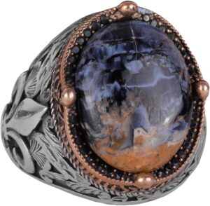 925 Ayar Gümüş El Yapımı Erkek Yüzük - Çeşitli Doğal Taşlarla Mevcut (Pietersite) - Görsel 1