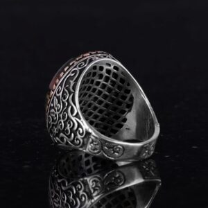 Doğal Yeşil Kan Taşı Erkek Yüzüğü, 925 Ayar Sert Gümüş Yüzük, Tasarım Gümüş Erkek Yüzüğü - Görsel 6