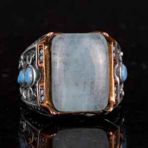 Gerçek Doğal Akuamarin Taş Yüzük - 925 Ayar Gümüş Yüzük - Görsel 5